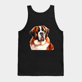 Saint Bernhardog Watercolor Painting - Beautiful Dog Tank Top